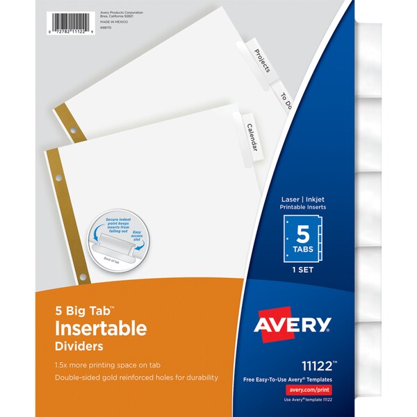 Avery® Big Tab Insertable Dividers 5 Tab